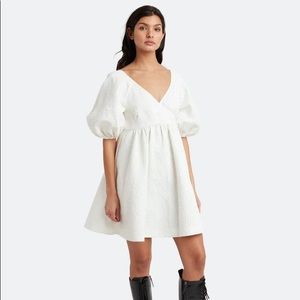 Choosy white floral jacquard mini dress open back